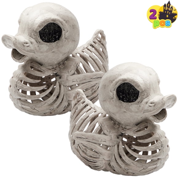 Joyfy 2 Pcs Duck Skeleton Halloween Decoration,4.5 Inch (11.4 cm) Posable Plastic Animals Halloween Skeleton for Indoor Outdoor Halloween Decorations,Haunted House Party Props