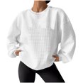 thumbnail image 1 of Pisexur Chandail en Molleton pour Femmes Décontracté Ample Automne Chandails en Molleton pour Femmes Couleur Unie Col Rond Chandail en Molleton Manches Longues Chemises pour Femmes Mode Chandail en Molleton Texturé Chandail Tops, 1 of 8