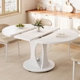 thumbnail image 1 of Virans 43.3"-59" Extendable Round Dining Table for 6-8,Kitchen Dining Table with Double Curved Base & Back Panel Buckle Top,Modern Circle Dinner Table for Kitchens,Dining Rooms,Living Rooms,White, 1 of 9