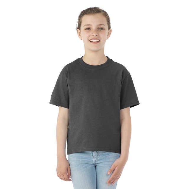 Jerzees T-Shirt à Col Rond à Manches Courtes Youth DRI-POWER Active, TG, Noir Chiné