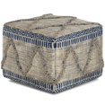 thumbnail image 1 of SIMPLIHOME Sweeney Square Pouf, Footstool, Upholstered in Blue, Natural Handloom Woven Wool and Cotton Pattern, for the Living Room, Bedroom and Kids Room, Boho, 1 of 2