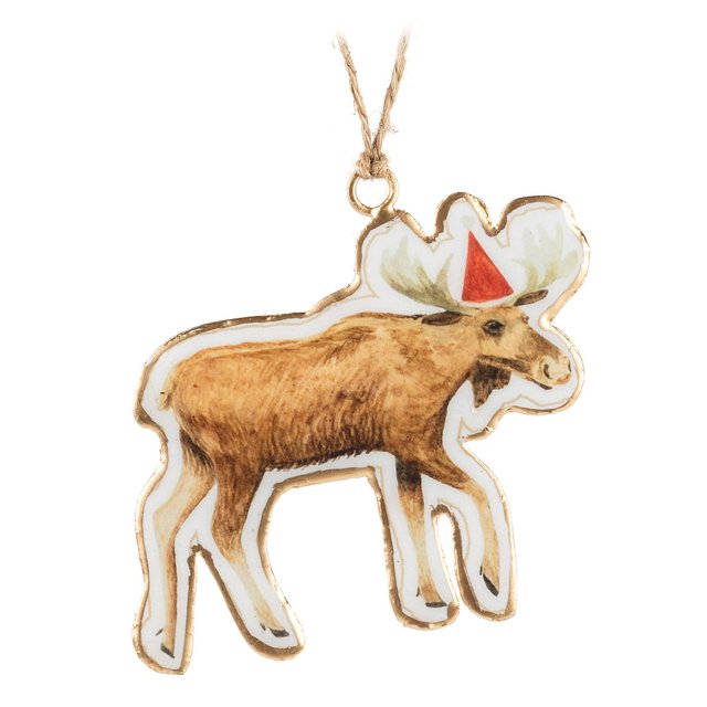 Ensemble de 2 Moose en Ornement de Chapeau de Fête