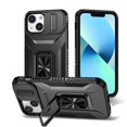 thumbnail image 1 of For iPhone 12 Mini Slim Fit Shockproof Hybrid with Slide Camera Cover & Rotated Ring Kickstand, [Military-Grade] Phone Case For iPhone 12 Mini 5.4",Black,For iPhone 12 Mini, 1 of 8