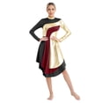 thumbnail image 3 of RUNQHUI Robe de Danse Or Métallique pour Femmes Robe d'Église Jupe de Culte Noire TG, 3 of 7