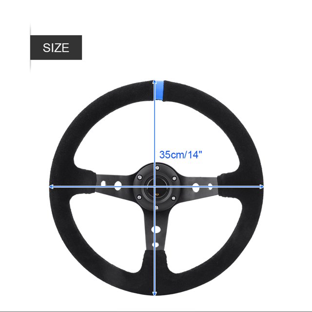35cm/14inch 6- Auto Car Steering Wheel Cover,Fashionable Steering Wheel Universal Aluminum Steering Wheel Frame Auto Car Racing Steering Wheel With Horn