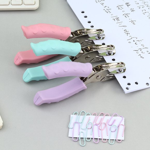 Perforatrice à un Seul Trou aux Couleurs Vives avec Poignée Ergonomique en Silicone, Perforatrice Compacte pour Enfants et Adultes, Fournitures de Bureau