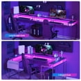 thumbnail image 3 of GloryStar U Shaped Home Office Desk, Reversible L Shaped Gaming Computer Desk with Power Outlets,126 Inch Computer Desk with Monitor Stand and LED Lights,Storage Shelves,Storage Bag and Hooks, 3 of 9