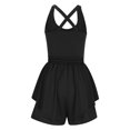 thumbnail image 3 of Mrat Combinaisons de Course pour Femmes Sans Manches une-Pièce Robes de Tennis Athlétiques Robe Courte d'Entraînement Combinaisons d'Exercice avec Shorts Intégrés S-67 Noir TG, 3 of 5