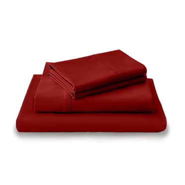 LuckShree Ensemble de Draps 4 Pcs Taille Grand - 800-TC Coton Giza Poches Profondes 15 Pouces - Couleur Bordeaux