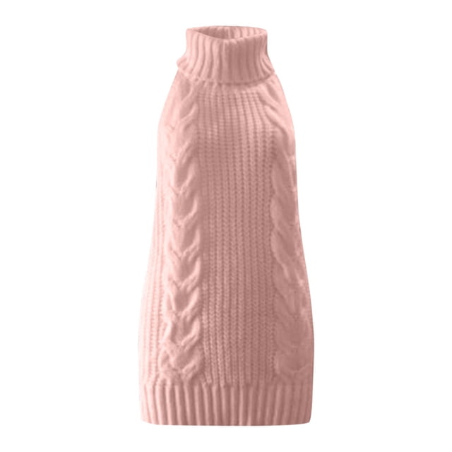 KHONTS , Chandail d'Anime pour Femme, Robe Tricotée à Col Roulé Japonaise, Chandail Sans Dos, Gilet Sans Manches Rose TG