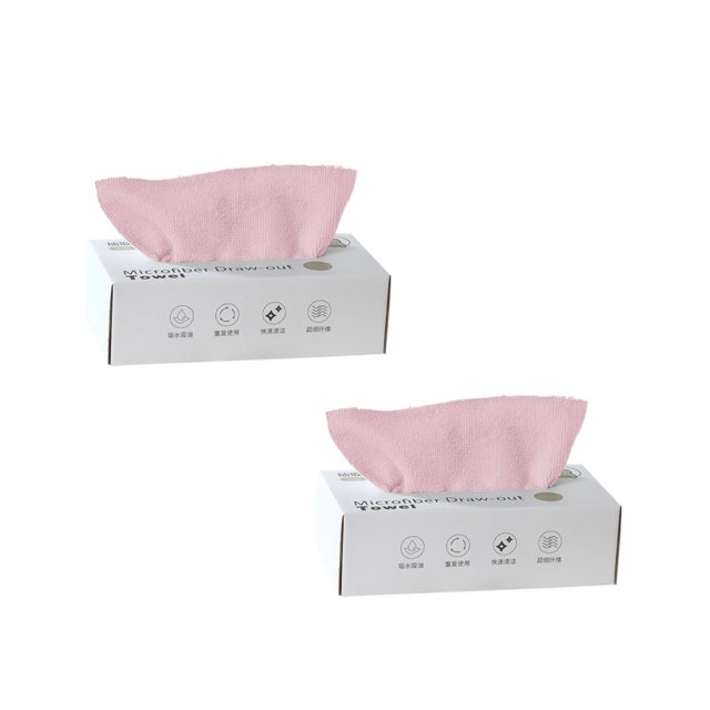 Oleegame 2PC Ten Dollar Items Reusable Microfiber Cleaning And Drying Wipes With Dispenser Box Pack Of 20 Pink