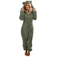 thumbnail image 2 of Combinaison Habillée Femme à Manches Longues à Capuche Combinaison Pyjama Décontractée Hiver Chaude Combinaison de Nuit Entraînement Barboteuse en Liquidation, 2 of 6