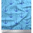 thumbnail image 1 of Soimoi Blue polyester Crepe Fabric Anchor Hook Nautical Printed Fabric 1 Yard 52 Inch Wide, 1 of 3