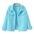 thumbnail image 4 of jsaierl Women Spring And Autumn Coats Warm Solid Long Sleeve Denim Jacket Outerwear, 4 of 5