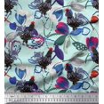 thumbnail image 1 of Soimoi Velvet Fabric Floral & Cock Watercolor Decor Fabric Printed Yard 58 Inch Wide, 1 of 3