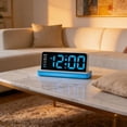 thumbnail image 4 of JASKFLY LED Digital Wall Clock Large Display Alarm Clock with Digital Calendar Multifunctional for Living Rooms Bedrooms & Offices Blue, 4 of 8