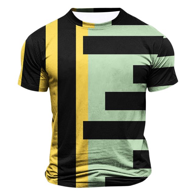 Styesk T-Shirts pour Homme Hommes Mode Décontractée Imprimé Sport Manches Courtes Col Rond Chemisiers Chemises