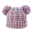thumbnail image 1 of Chapeau Mignon Pompons Duveteux Boules Couvre-Chef Bonne Rétention de Chaleur Cache-Oreilles Pliables Grande Élasticité Casquettes Beau Cadeau pour Enfants Jaune Bleu Rouge, 1 of 1