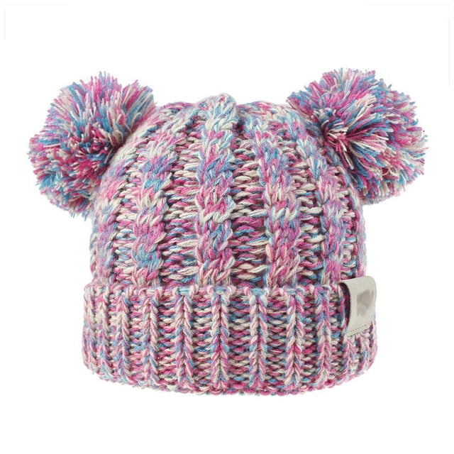 Chapeau Mignon Pompons Duveteux Boules Couvre-Chef Bonne Rétention de Chaleur Cache-Oreilles Pliables Grande Élasticité Casquettes Beau Cadeau pour Enfants Jaune Bleu Rouge