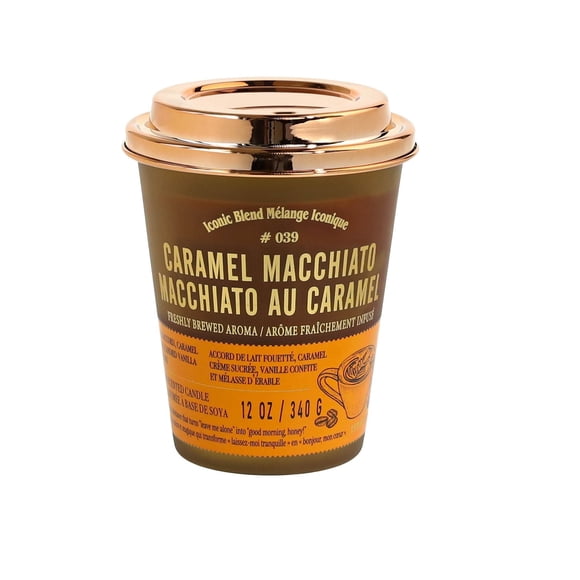 Aroma Light 12oz Caramel Macchiato Soy Wax Blended Scented Candle, 1 mèche de coton