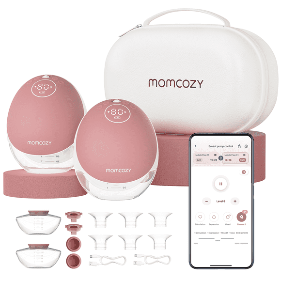 Momcozy Breast Pump Hands Free Mobile Flow | M9, App Discreet Control with Personalized Multi-Modes & 15 Levels, Wearable Breast Pump 24mm