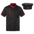 thumbnail image 1 of zdhoor Unisex Mens Women Short Sleeve Kitchen Work Uniform Restaurant Hotel Kitchen Coat Jacket with Black L, 1 of 7