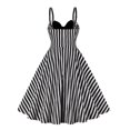 thumbnail image 3 of HKEJIAOI Liquidation d'Économies Robes Décontractées pour Femmes Cadeau de Noël Femmes Mode Décontractée Aguichant Été à Bretelles Nœud Décoratif Imprimé Rétro Panneau Robe Contrastée Noir, 3 of 8