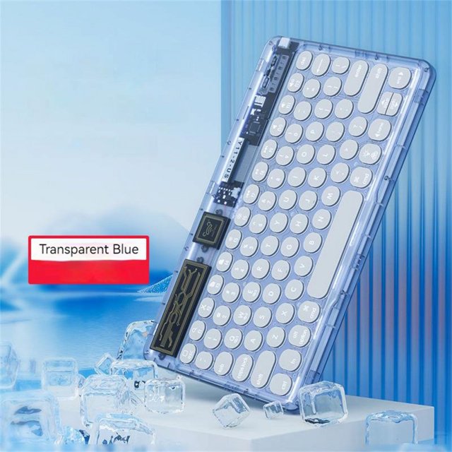 Transparent Wireless Keyboard Bluetooth Mute Lightweight Portable Compatible for Ipad Notebook Tablet Light Blue
