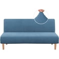 thumbnail image 1 of Armless Futon Cover Stretch Sofa Bed Slipcover Protector Elastic Feature Rich Textured High Spandex Small Checks Jacquard Fabric Futon Cover, Machine Washable, 1 of 7