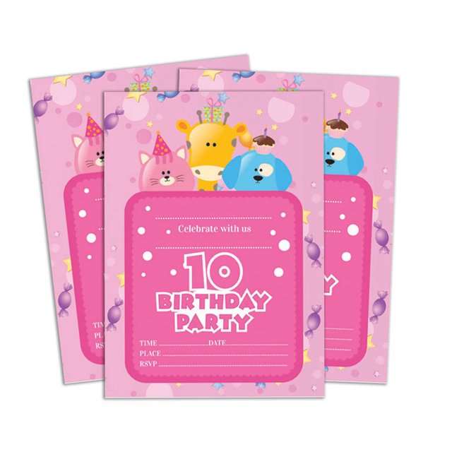 Darling Souvenir Pink Birthday Invitation Card 28 Pcs Fill or Write In Blank Invites Printable Party Supplies 5 x 7 Inches