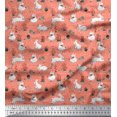 thumbnail image 1 of Soimoi Orange Rayon Fabric Mushroom,Oaknut & Rabbit Animal Print Fabric by The Yard 42 Inch Wide, 1 of 4