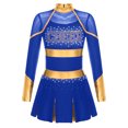 thumbnail image 1 of Lejafay Robe de Danse de Cheerleading Ballet pour Filles Uniforme Scolaire Robe Plissée à Manches Longues Tenues d'Halloween Bleu 14, 1 of 5