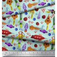 thumbnail image 2 of Soimoi Poly Georgette Fabric Rocket,Planet & Astronaut Cartoon Print Sewing Fabric Yard 52 Inch Wide, 2 of 3