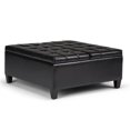 thumbnail image 1 of Atlin Designs Table Basse Ottomane Rectangulaire Capitonnée en Similicuir Noir Minuit 36 Pouces Non Assemblée, 1 of 5