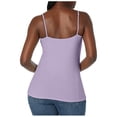 thumbnail image 3 of Hiiyo Women's Spaghetti Strap Camisole with Built-In Bra Summer Tank Top, Purple L, 3 of 5