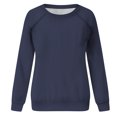thumbnail image 4 of Yuyuzo 2023 Automne Chandail Sportif Uni pour Femme Décontracté Ample à Col Rond Raglan à Manches Longues Tunique à Enfiler Hauts Bleu Marine, 4 of 7