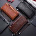 thumbnail image 2 of Mens Long Wallet with External Card Slots Mens Clutch Bag in Soft Leather, 2 of 8