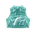 thumbnail image 4 of Oyolan Enfants Filles Métallique Sans Manches Col Roulé Court Camisoles Ballet Danse Scène Performance Entraînement Gilet Bleu Lac 8, 4 of 6