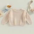 thumbnail image 2 of Toddler Baby  Neck Sweaters  Long Sleeve Solid Color Loose Knitted Pullovers, 2 of 7