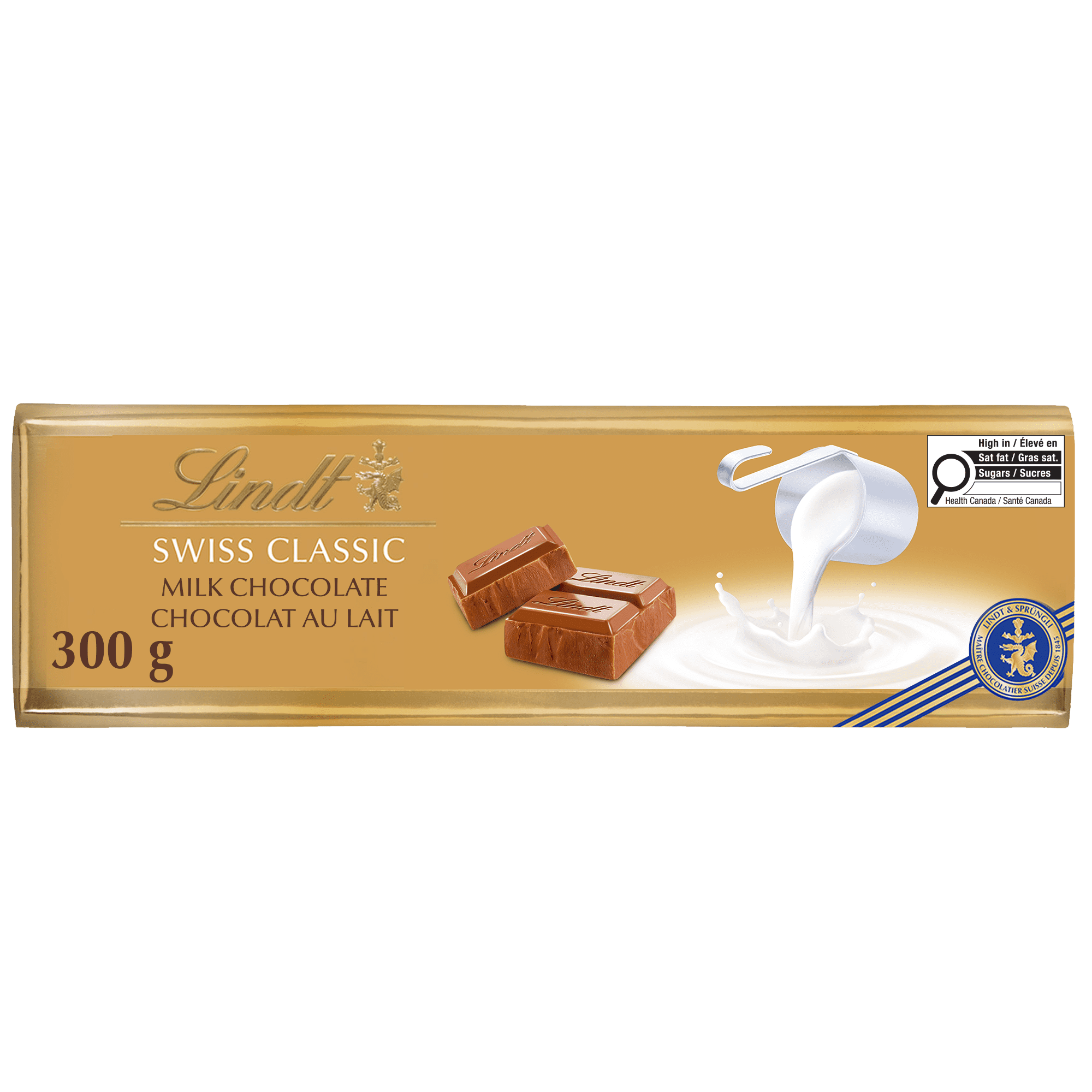 Lindt SWISS CLASSIC Gold Milk Chocolate Bar, 300 Grams