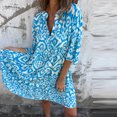 thumbnail image 4 of Ovzne Robes d'Été pour Femmes Robe d'Été Mode Décontractée Imprimée Bouton Été Manches Courtes Col en V Robe d'Été Manches Courtes Imprimée Liquidation, 4 of 7