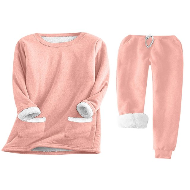 Ladies‘ Cozy Tracksuit Set with Fleece Lined Sweatshirt and Stretchy Sweatpants