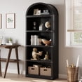 thumbnail image 2 of EDTara Arched Bookcase with Doors 5 Shelf Bookshelf Tall Bookcase Farmhouse Display Storage Rack Wooden Bookshelves for Home Office, Living Room, 2 of 9