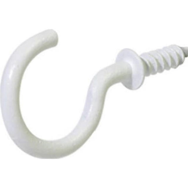 Crochet pour Gobelet en Vinyle 7/8 Blanc avec Crochet Courbé Enduit de Vinyle et Embout Fileté à Vis pour un Montage Sécurisé, Conçu pour une Utilisation en Quincaillerie Spécialisée dans l'Amélioration de la Maison, Convient Aussi pour Accrocher des Outils Légers Ou des Accessoires.