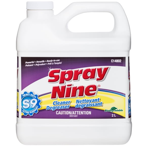 Spray Nine S9 Nettoyant dégraissant puissant 2 L, puissance professionnelle, nettoyant polyvalent, pour la maison, le garage et les outils