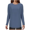 thumbnail image 1 of Yuyuzo Tuniques pour Femmes Manches Longues Col Rond Chemises Légères Couleur Unie Hauts de Pyjama, 1 of 5