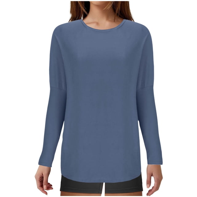 Yuyuzo Tuniques pour Femmes Manches Longues Col Rond Chemises Légères Couleur Unie Hauts de Pyjama