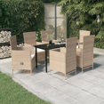 thumbnail image 1 of vidaXL 7 Piece Garden Dining Set with Cushions Beige, 1 of 5