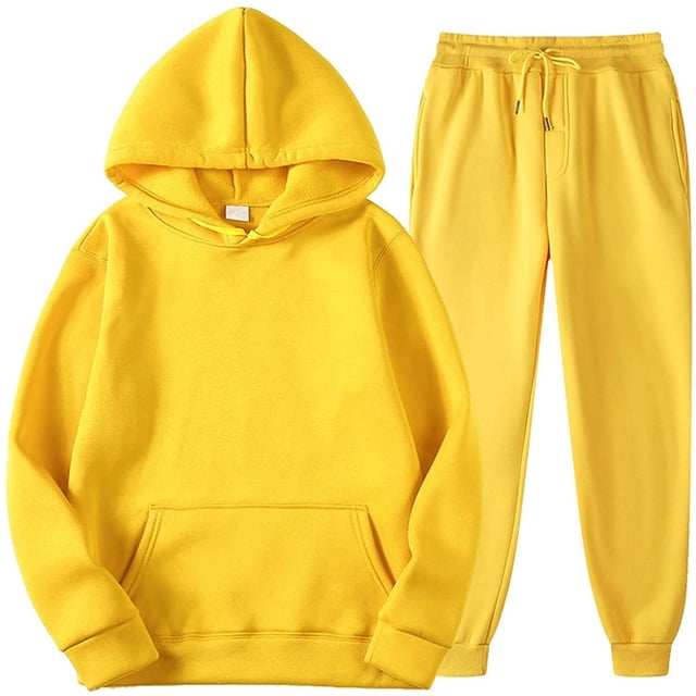 RKSTN Two Piece Outfits for Women Fall Fashion Sports Tracksuits Long Sleeve Pullover Hoodies Sweatshirt with Solid Color Pants Set with Pockets