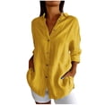 thumbnail image 1 of Timegard Plus Size Tops for Women Button down Shirts Long Sleeve Lapel V Neck Blouse Lightweight Tops, 1 of 6